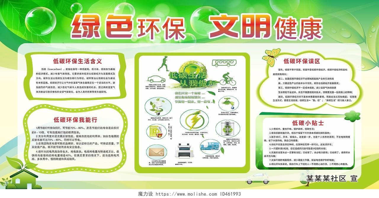绿色清爽绿色环保 文明健康环保宣传展板